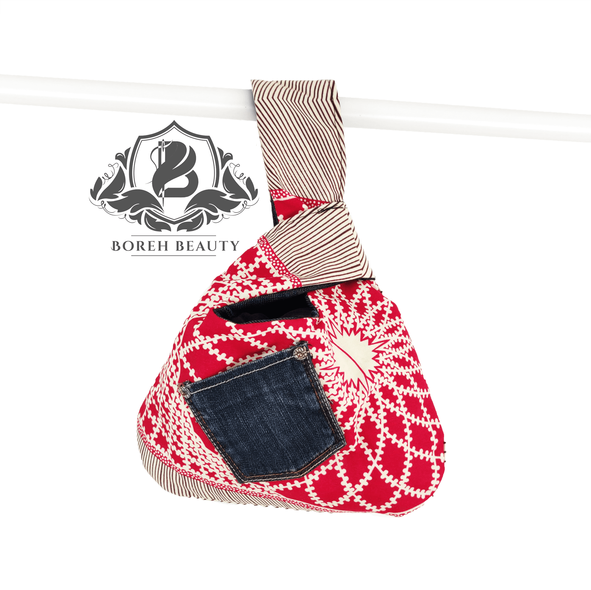 African Print Knot Bag with Jeans Pocket